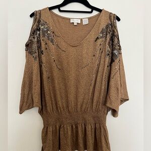 Miss Me Brown Embellished Blouse